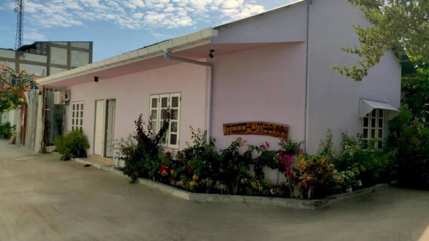 Moodhumaa Inn guesthouse building in Guraidhoo, Maldives